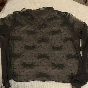 Aerie lace long sleeve gray top large